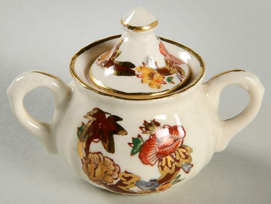 Brown Velvet Miniature Sugar Bowl & Lid by Mason's-1