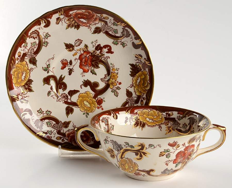 Brown Velvet Flat Cream Soup Bowl & Saucer Set by Mason's-1