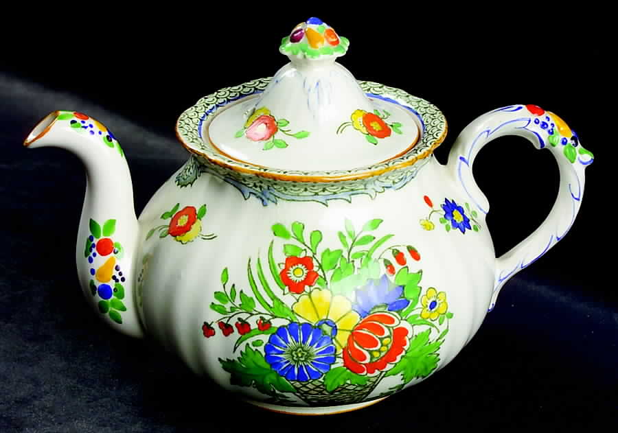 Chelsea (Orange Trim) Mini Teapot & Lid by Mason's-1