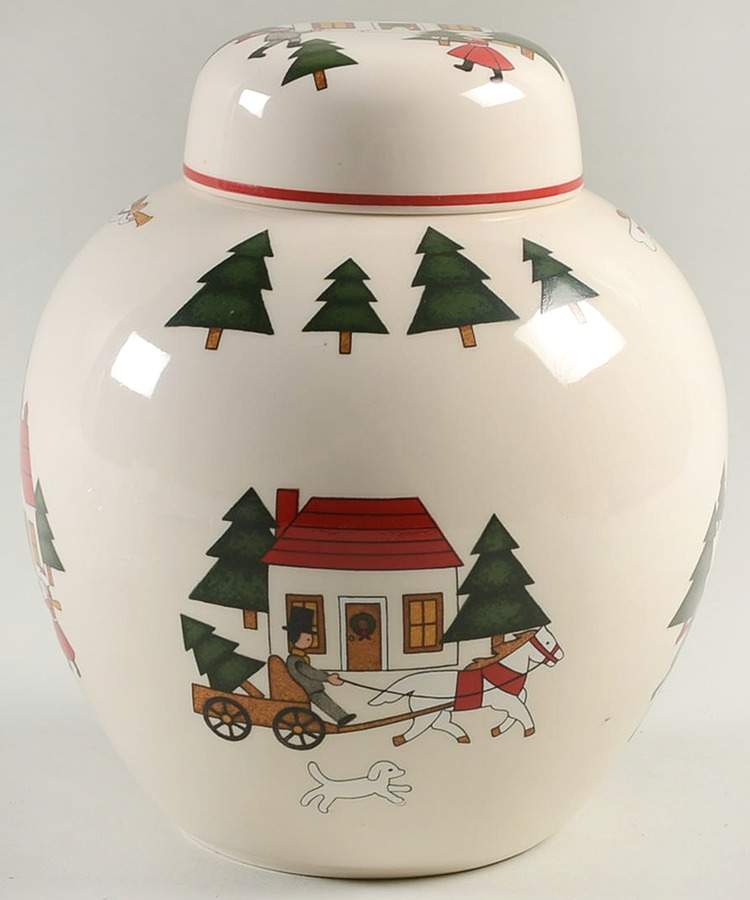 Christmas Village Medium Prunus Jar & Lid by Mason's-1