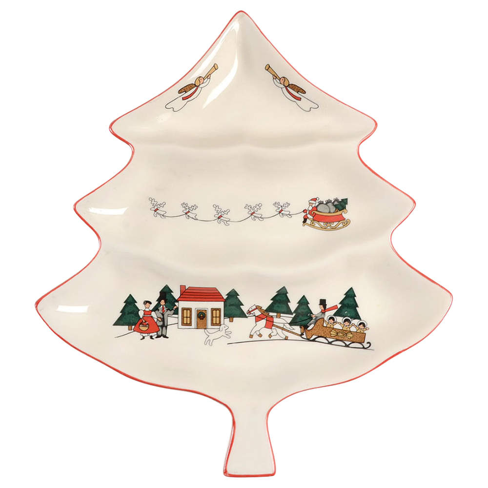 Christmas Village 3 Part Large Tree Shaped Dish by Mason's-1