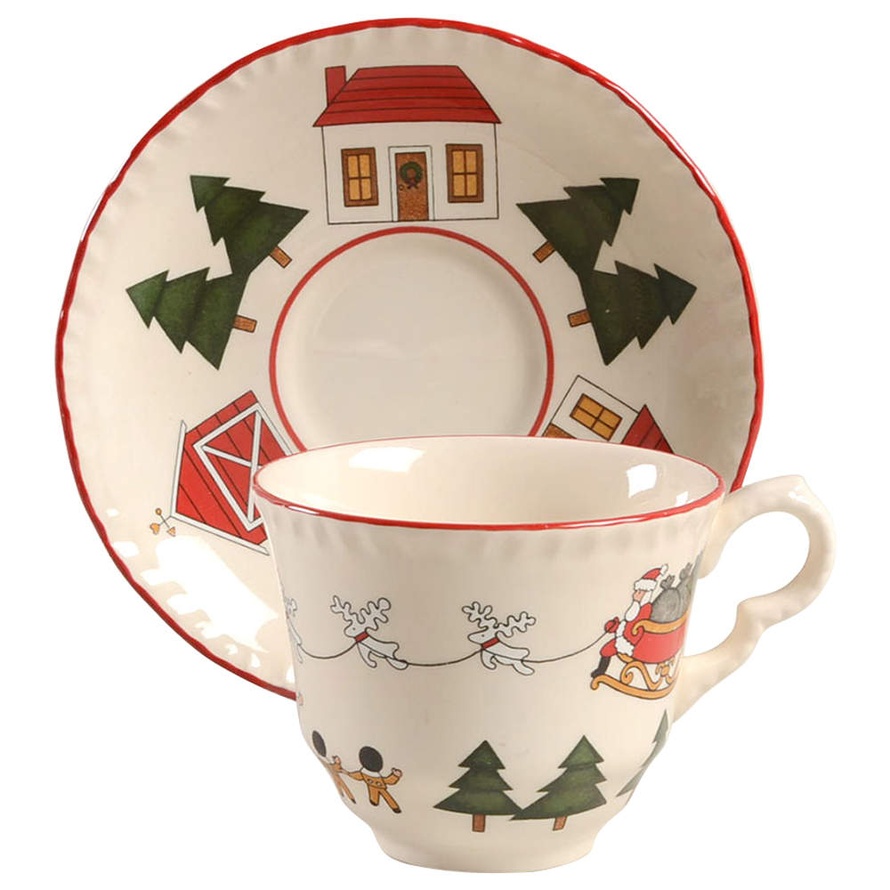 Christmas Village Flat Cup & Saucer Set by Mason's-1