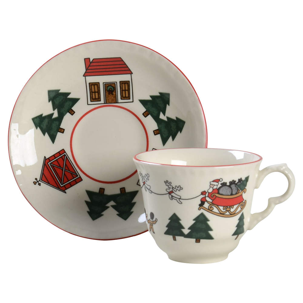 Christmas Village Flat Cup & Saucer Set by Mason's-1