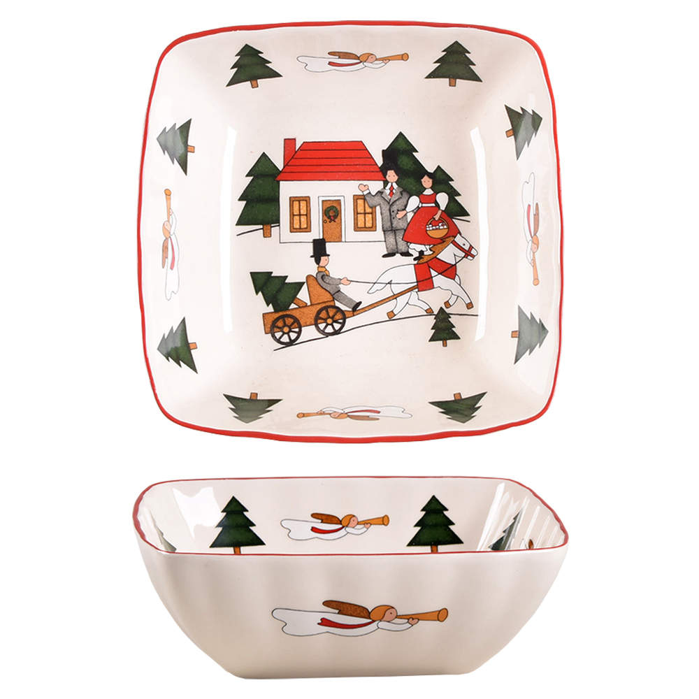 Christmas Village Square Gadroon Dessert Bowl by Mason's-1