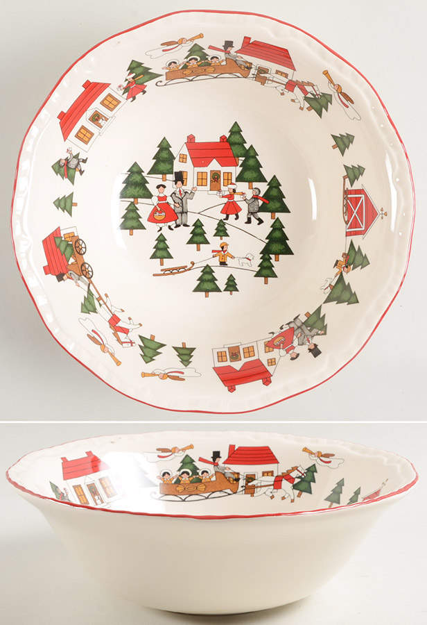 Christmas Village 9" Salad Serving Bowl by Mason's-1
