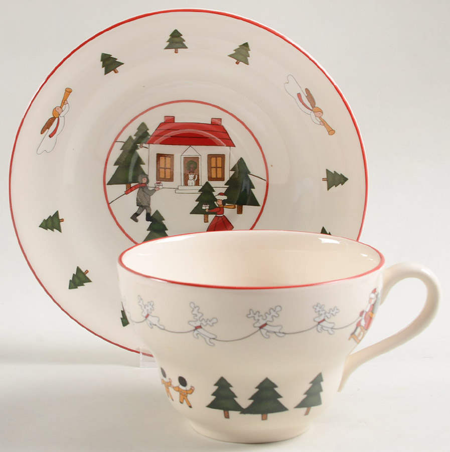 Christmas Village Jumbo Cup & Saucer Set by Mason's-1