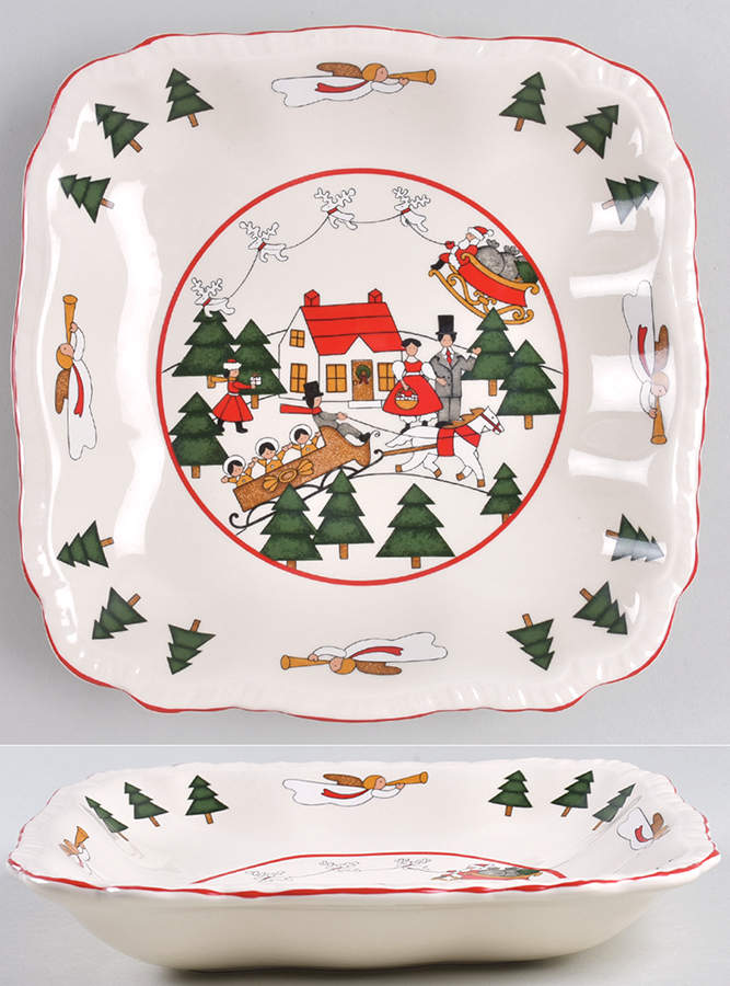 Christmas Village 8" Square Bowl by Mason's-1