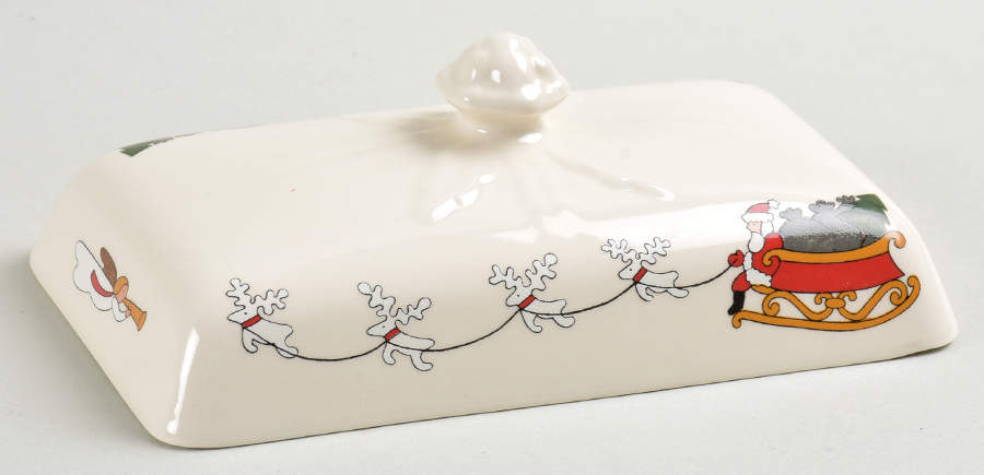 Christmas Village Lid for 1/4 Lb Butter by Mason's-1