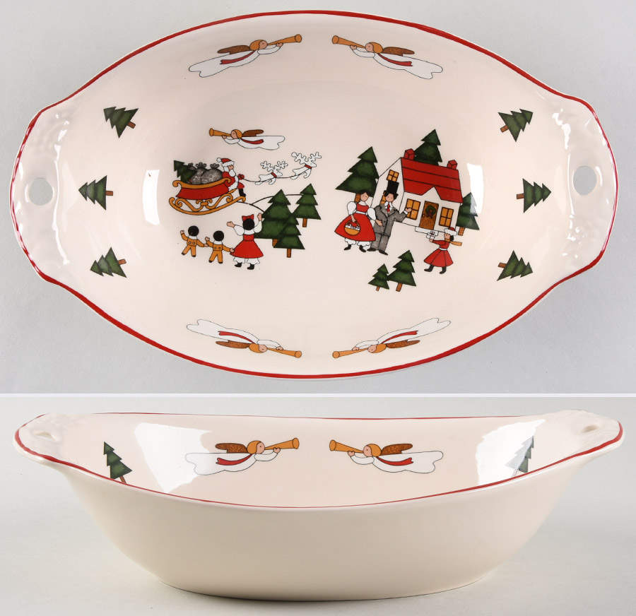 Christmas Village 10" Oval Vegetable Bowl by Mason's-1