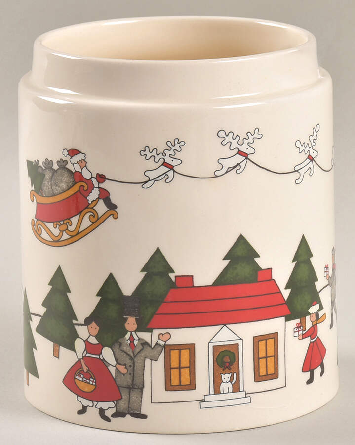 Christmas Village Peking Jar No Lid by Mason's-1