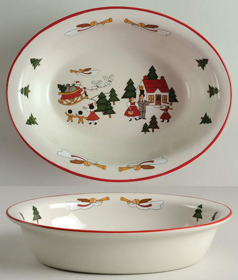 Christmas Village 9" Oval Baker by Mason's-1