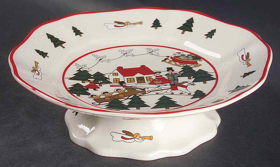 Christmas Village Round Compote (Height X Width) by Mason's-1
