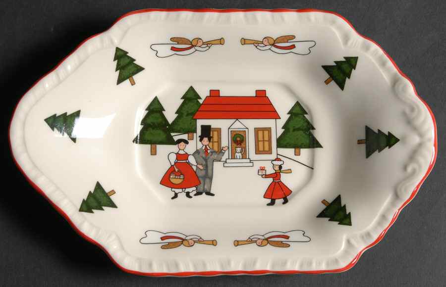 Christmas Village Underplate for Gravy Boat by Mason's-1