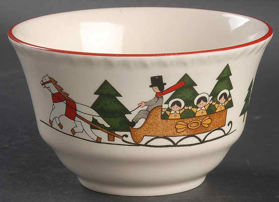 Christmas Village Cranberry Bowl by Mason's-1