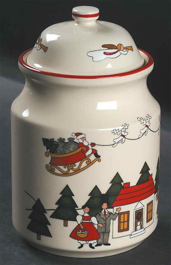 Christmas Village 5" Storage Jar & Lid by Mason's-1