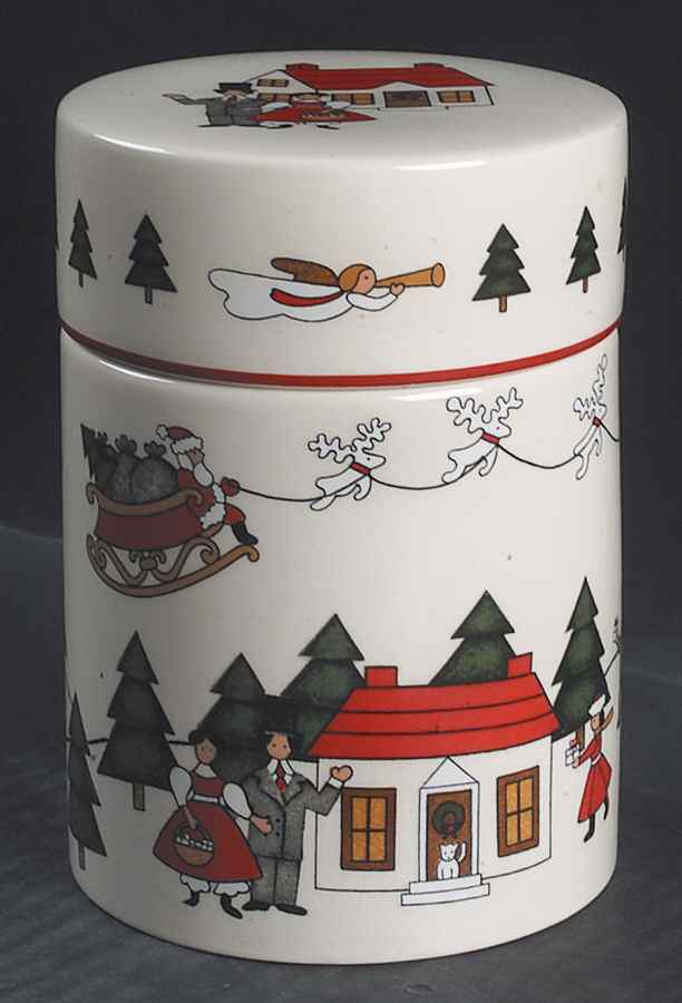 Christmas Village Peking Jar & Lid by Mason's-1