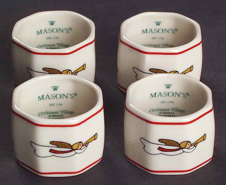 Christmas Village Napkin Ring - Set of 4 by Mason's-1