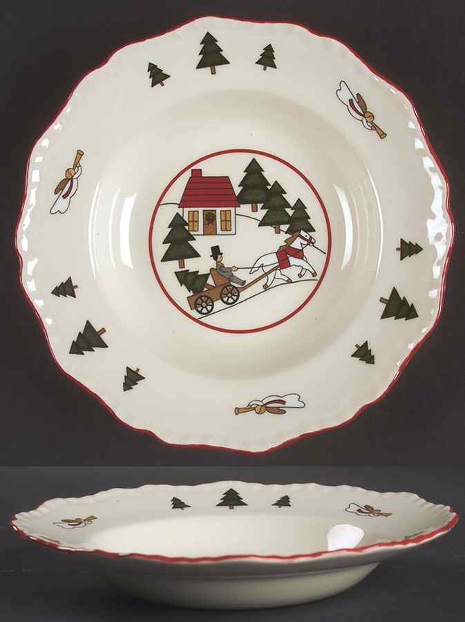 Christmas Village Rim Soup Bowl by Mason's-1