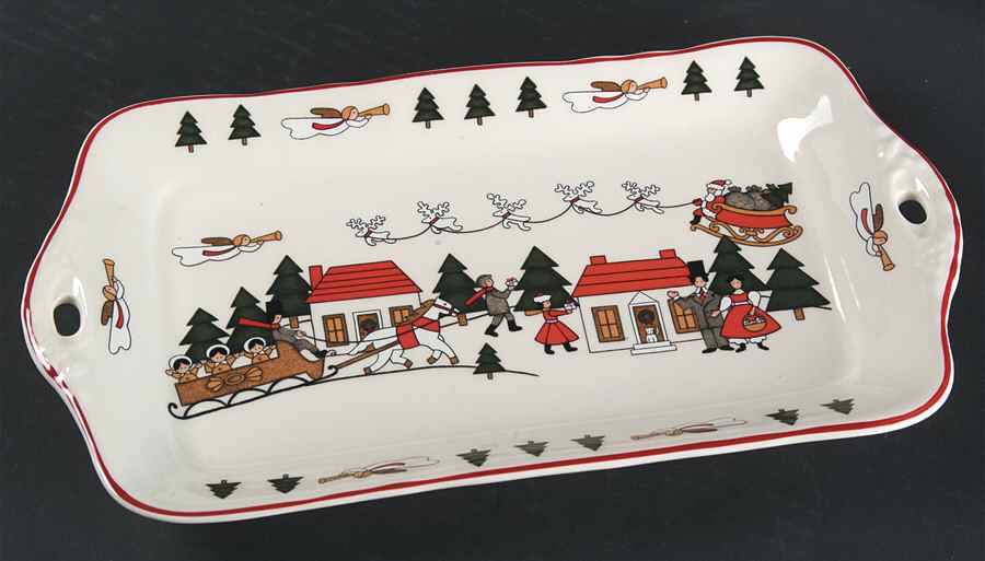 Christmas Village Large Sandwich Tray by Mason's-1