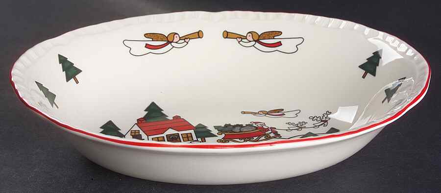 Christmas Village 9" Oval Vegetable Bowl by Mason's-1