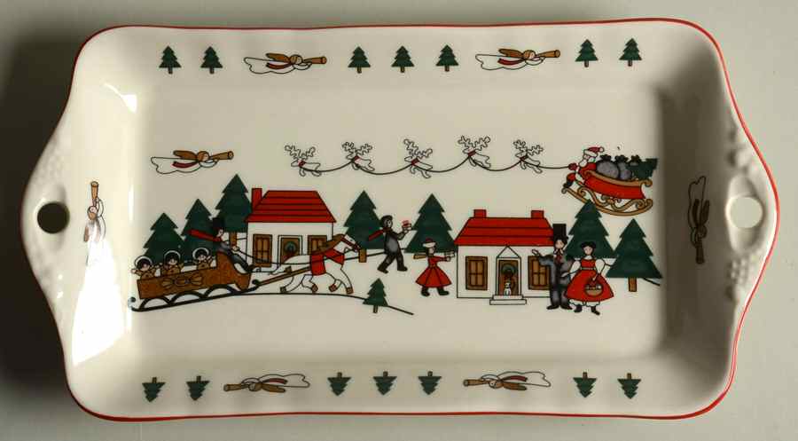 Christmas Village Large Sandwich Tray by Mason's-1