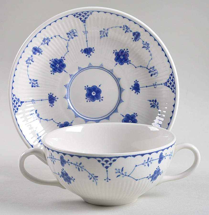 Denmark Blue Flat Cream Soup Bowl & Saucer Set by Mason's-1