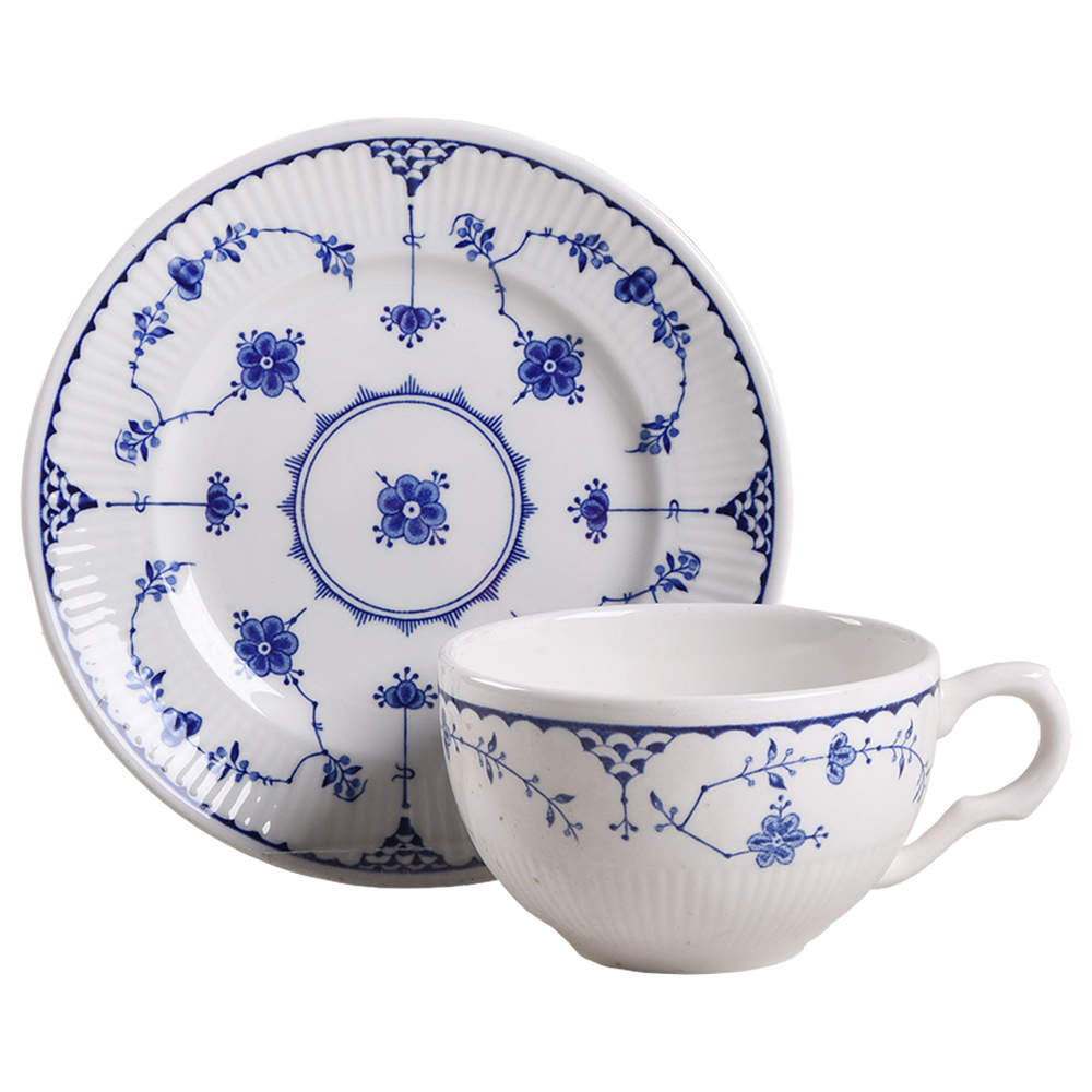 Denmark Blue Flat Cup & Saucer Set by Mason's-1