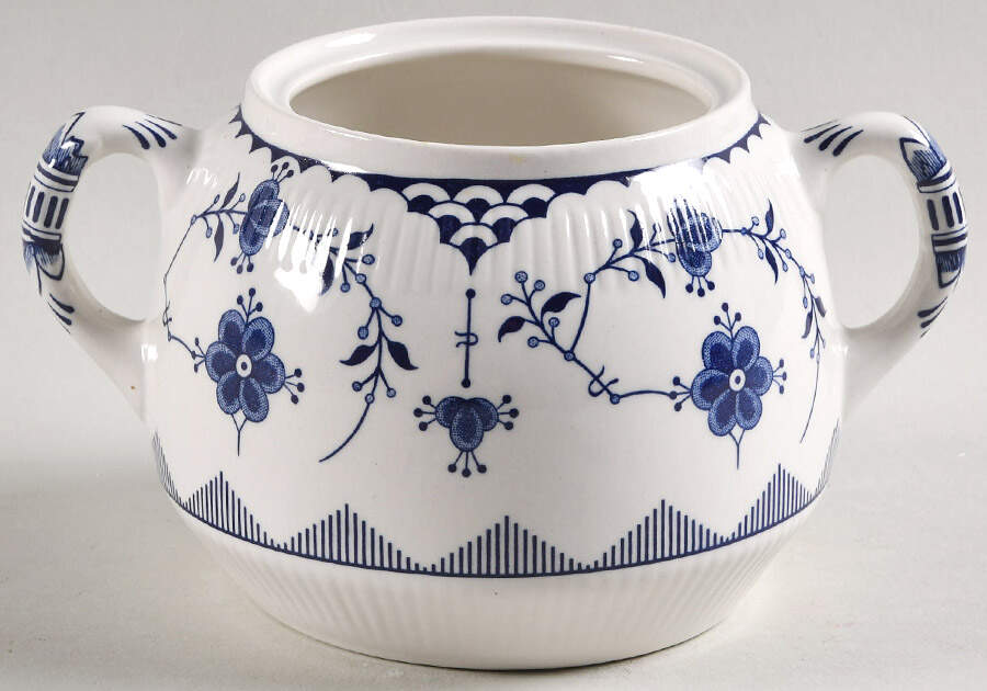 Denmark Blue Sugar Bowl No Lid by Mason's-1