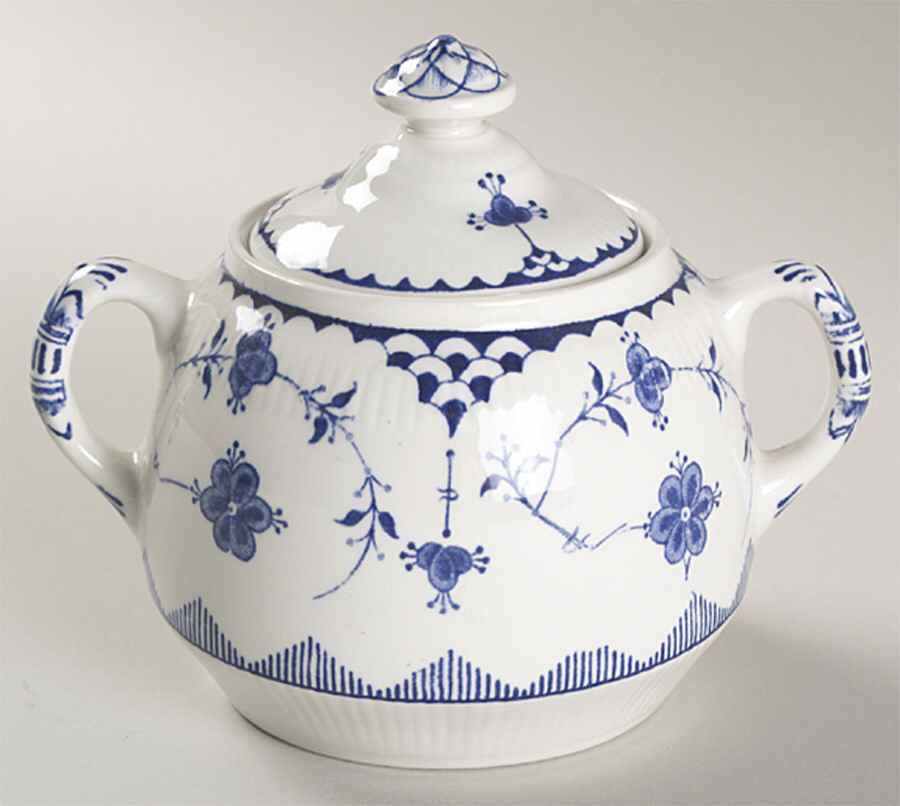 Denmark Blue Sugar Bowl & Lid by Mason's-1