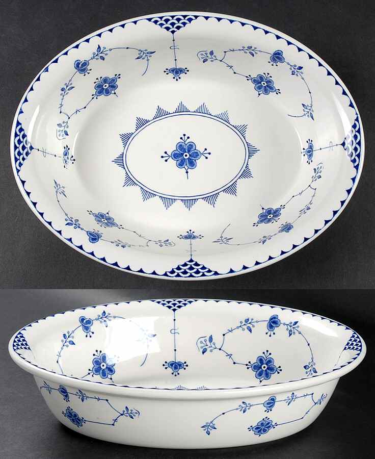 Denmark Blue 9" Oval Vegetable Bowl by Mason's-1