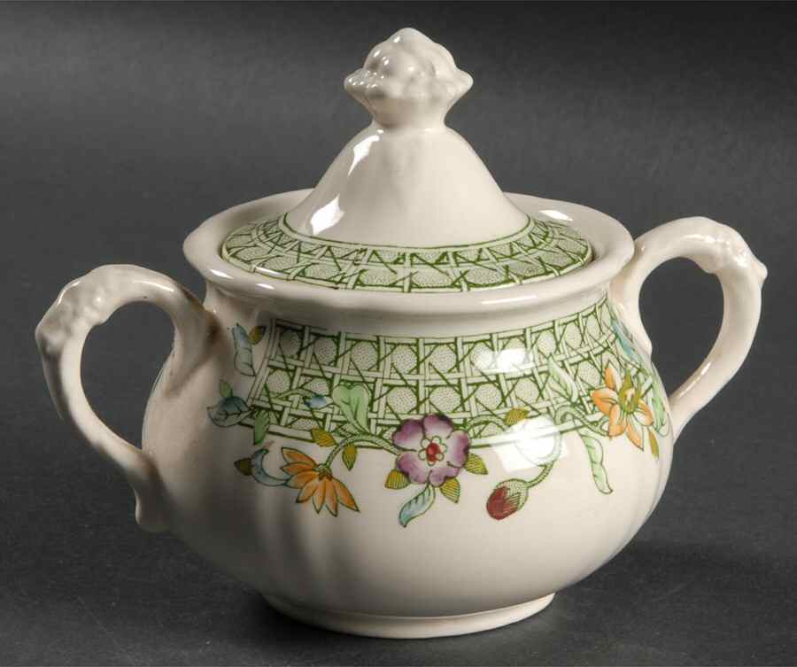 English Country Garden Green Mltclr Sugar Bowl & Lid by Mason's-1