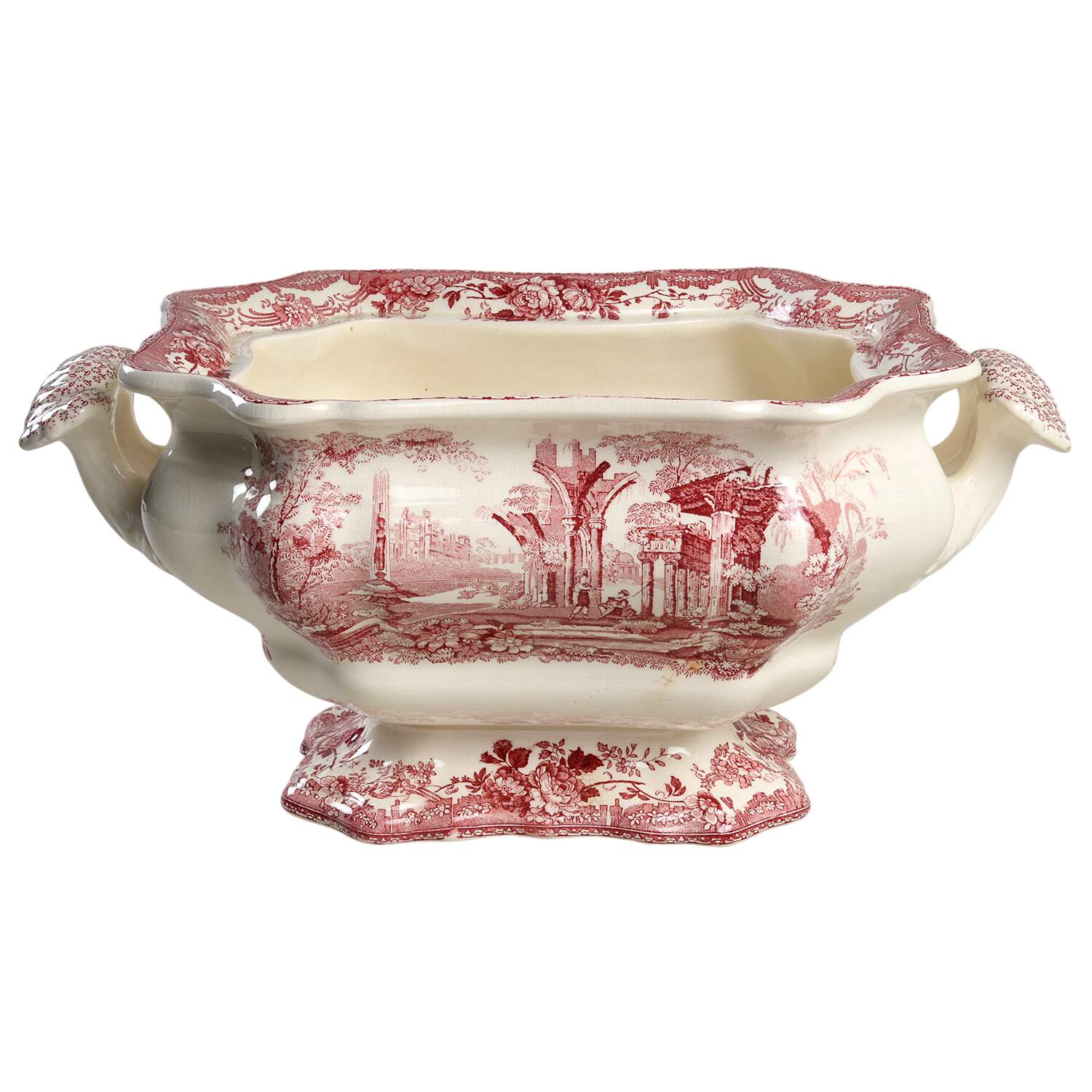 Fountains Red Tureen No Lid by Mason's-1