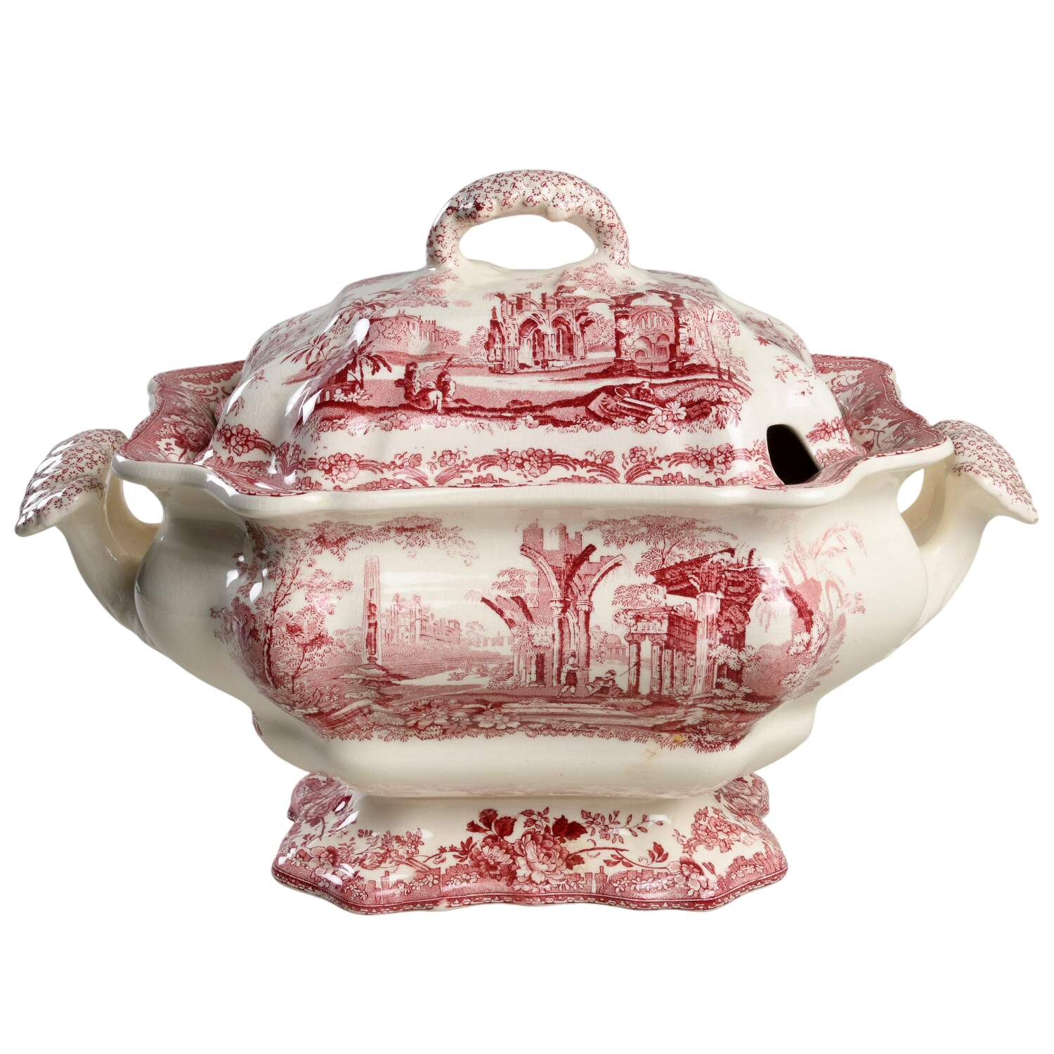 Fountains Red Tureen &  Lid by Mason's-1