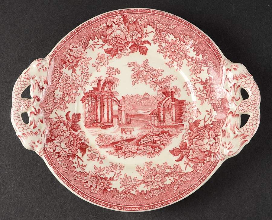 Fountains Red Underplate for Sauce Boat by Mason's-1