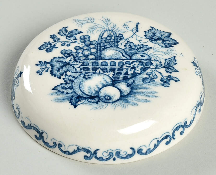 Fruit Basket Blue Lid for Small Ginger Jar by Mason's-1