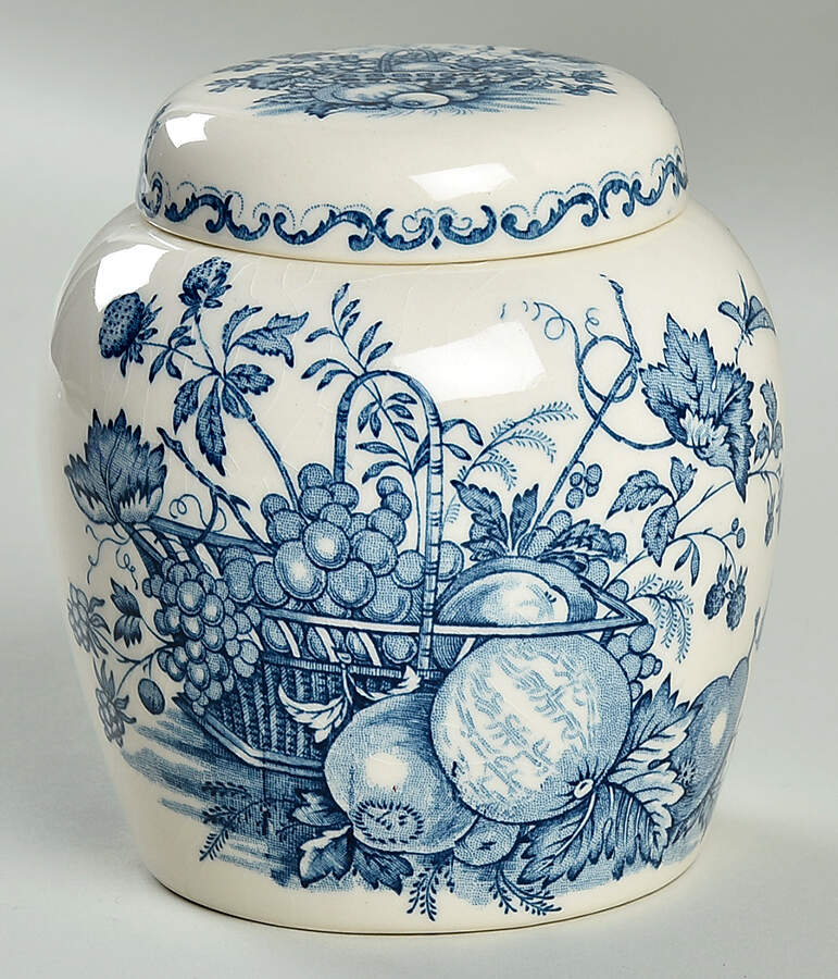 Fruit Basket Blue Small Ginger Jar & Lid by Mason's-1