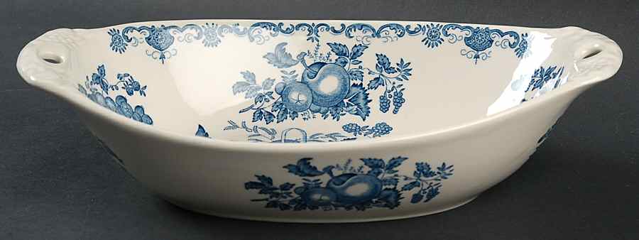 Fruit Basket Blue 10" Oval Vegetable Bowl by Mason's-1