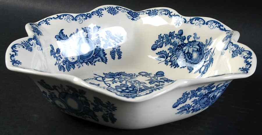 Fruit Basket Blue Round Fluted Dessert Bowl by Mason's-1