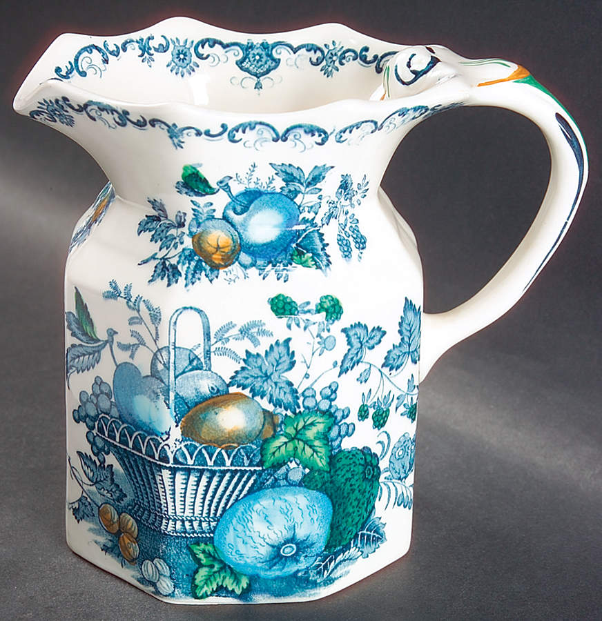 Fruit Basket Blue Multicolor 32 Oz Fenton Jug by Mason's-1