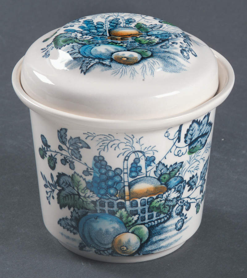 Fruit Basket Blue Multicolor Drip Jar & Lid (No Strainer) by Mason's-1