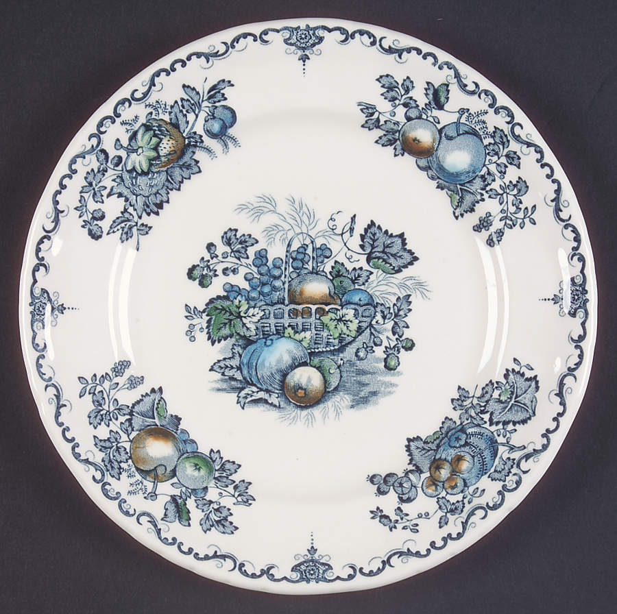 Fruit Basket Blue Multicolor Dessert/Pie Plate by Mason's-1