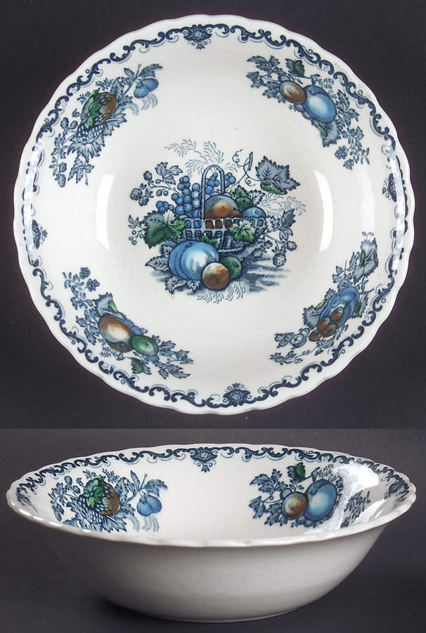 Fruit Basket Blue Multicolor Coupe Cereal Bowl by Mason's-1