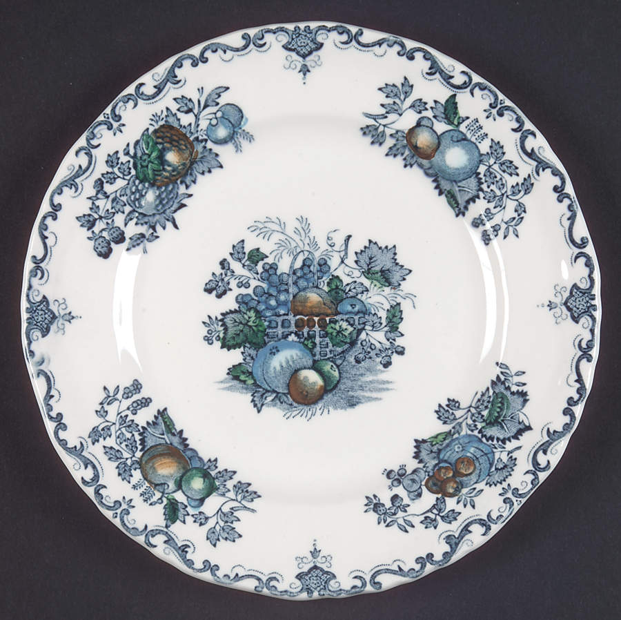 Fruit Basket Blue Multicolor Bread & Butter Plate by Mason's-1