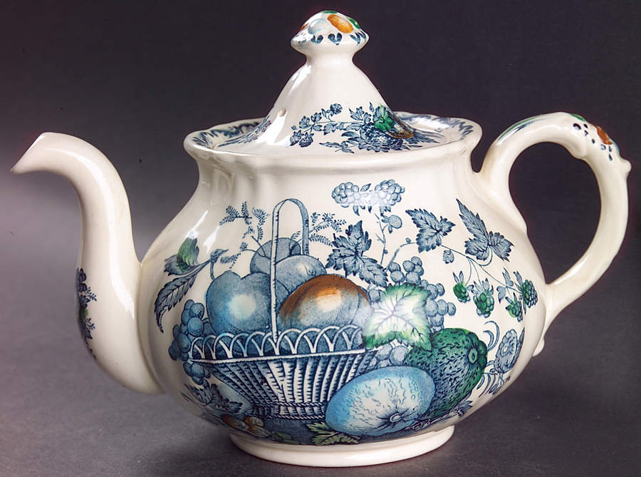 Fruit Basket Blue Multicolor Mini Teapot & Lid by Mason's-1