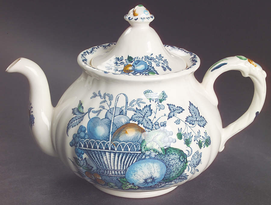 Fruit Basket Blue Multicolor Teapot & Lid by Mason's-1