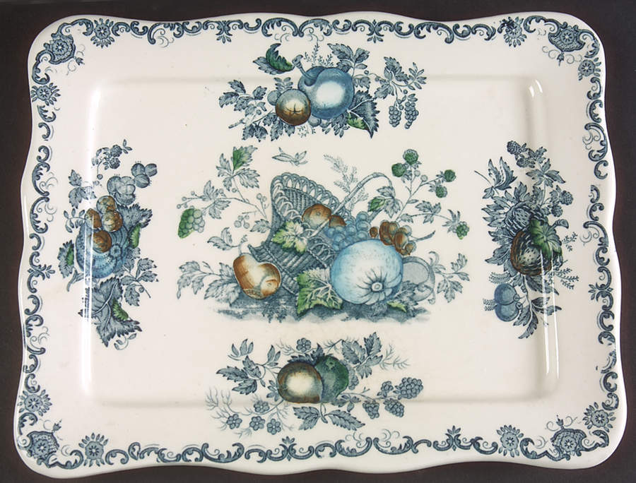 Fruit Basket Blue Multicolor Small Sweet Meat Dish by Mason's-1
