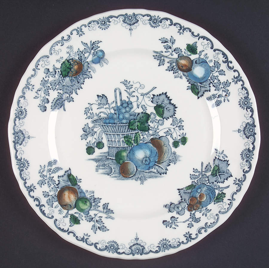 Fruit Basket Blue Multicolor Salad Plate by Mason's-1