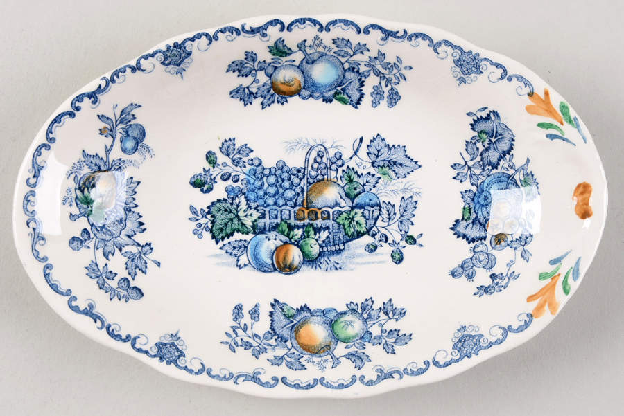 Fruit Basket Blue Multicolor Relish/Gravy Underplate by Mason's-1