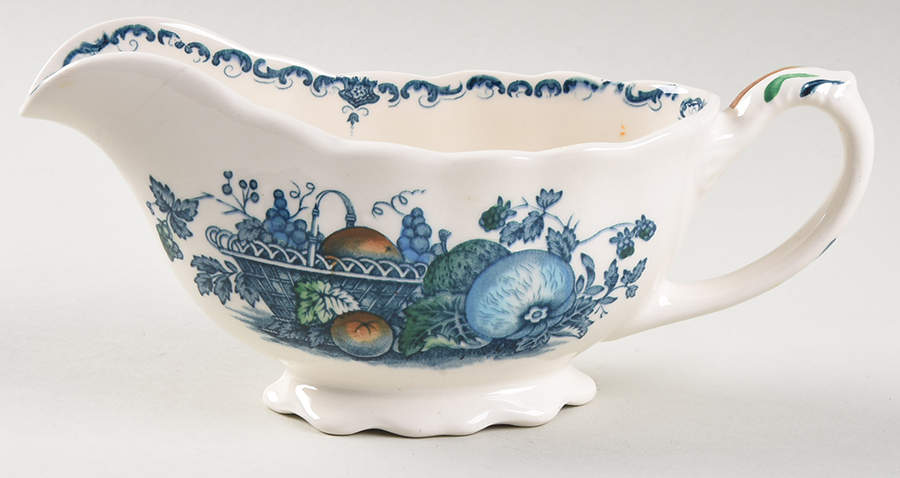 Fruit Basket Blue Multicolor Gravy Boat by Mason's-1