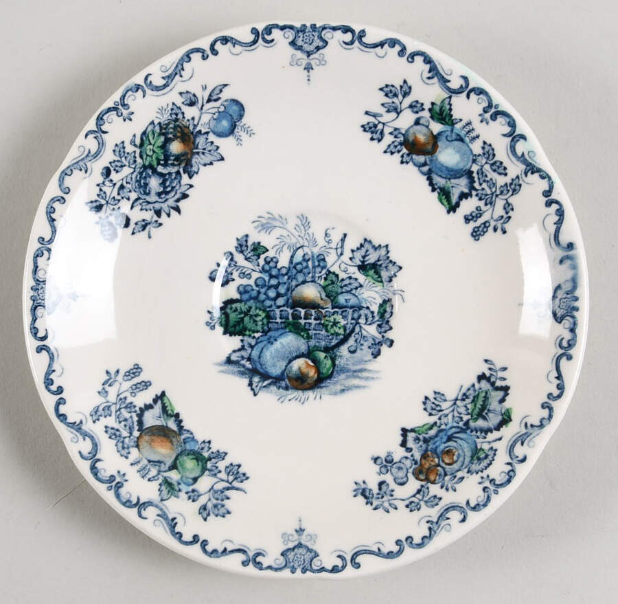 Fruit Basket Blue Multicolor Saucer for Flat Cup by Mason's-1